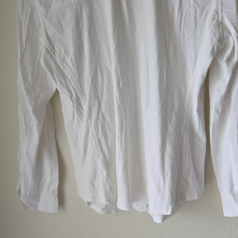 Eileen Fisher Crisp White Blouse Button Down Shirt 100% Organic Cotton Sz XS - Picture 8 of 16